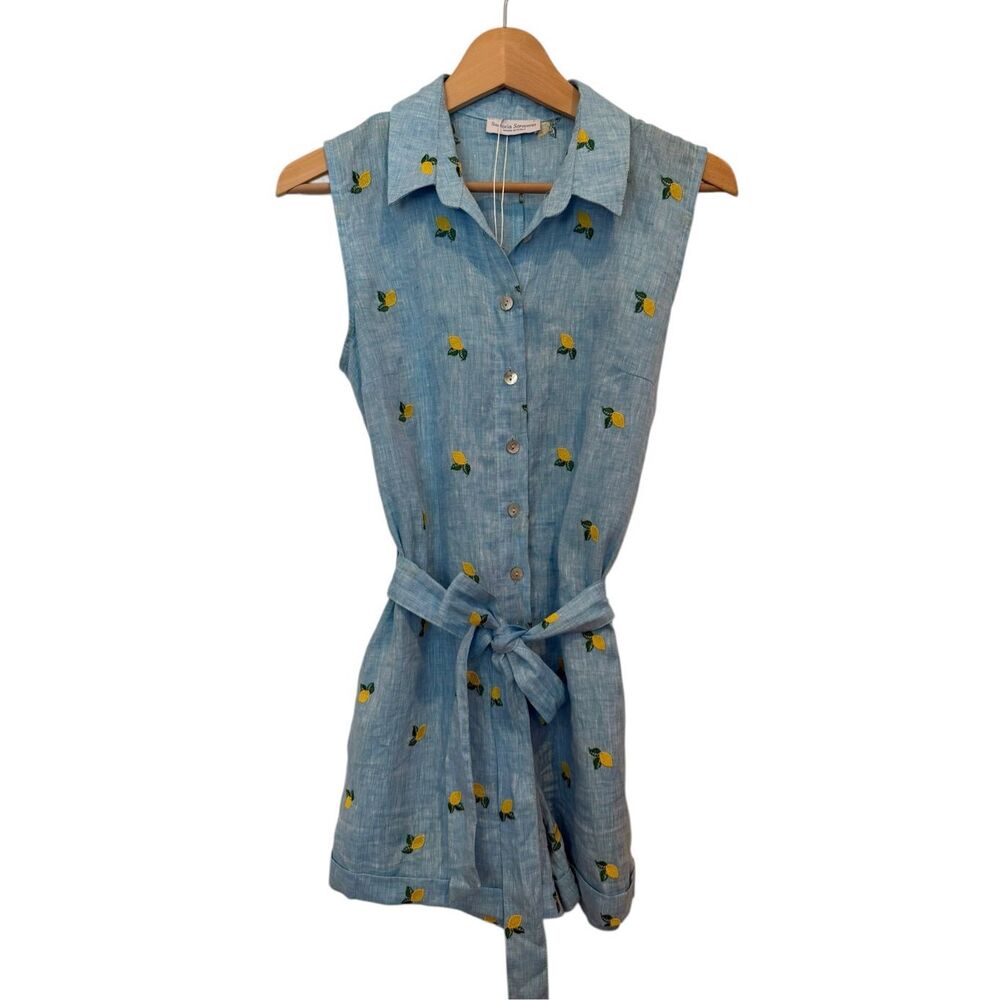 Sartoria Saracena Italy Linen Lemon Romper Size XS